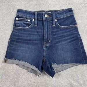 Madewell Denim Shorts Women 25 Blue Curvy High-Rise Denim Shorts Raw Hem